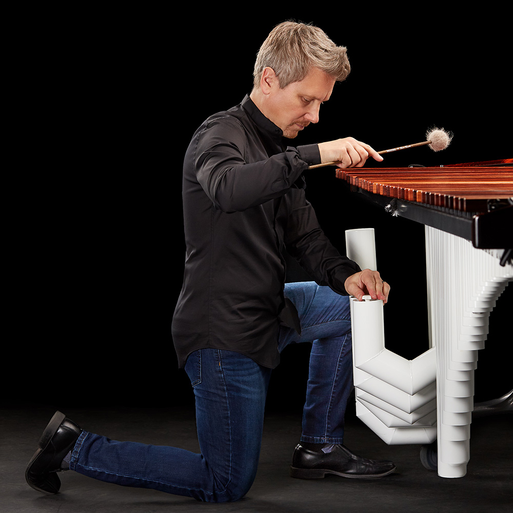Thomas Burritt tuning Reflection marimba